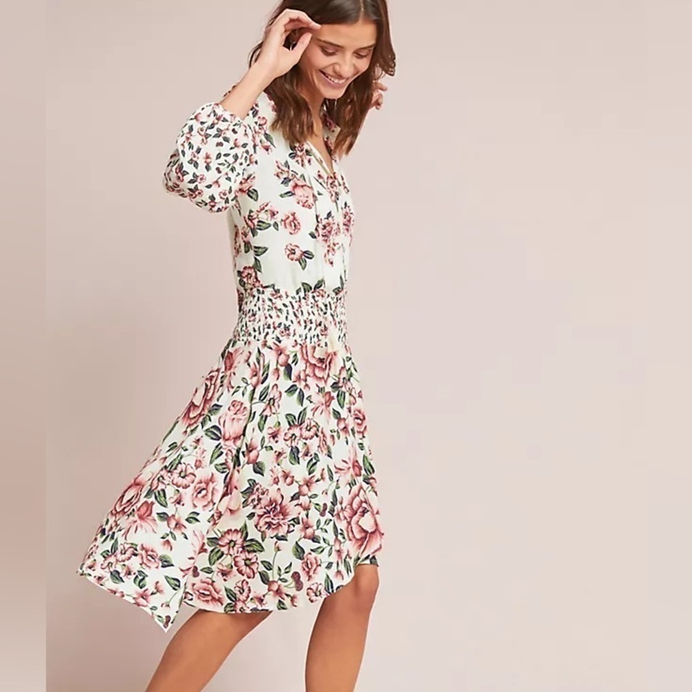 FARM Rio White Mini Dress with Pink Floral Print